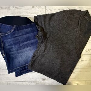 2 PC Set NWT, Sz 4 Stitchfix, 1822 Maternity Denim Shorts, & Gap Med Matern Tee